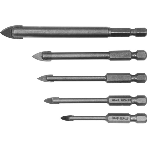ZESTAW WIERTEŁ DO SZKŁA I CERAMIKI 5SZT. 4-10MM HEX 21709