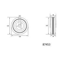 KÓŁKO ŁOŻYSKOWANE Z CZARNĄ GUMĄ 125MM 87453