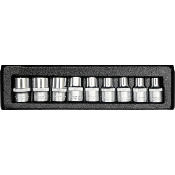 KLUCZE NASADOWE TORX, DUŻE E10-E24, ZESTAW 9 SZT. YT-0521