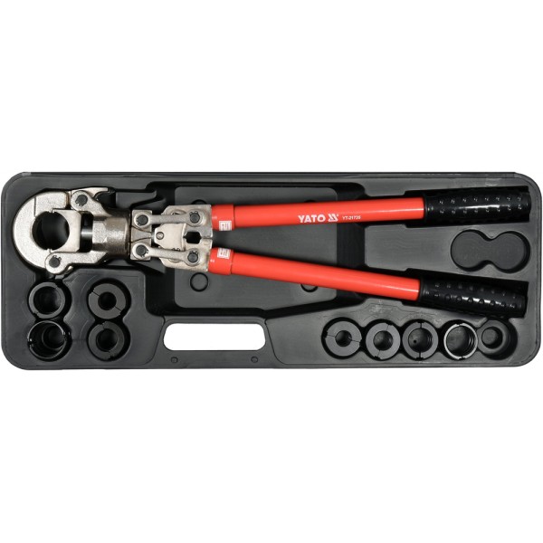 PRASKA HYDRAULICZNA RĘCZNA DO ZACISKANIA ZŁĄCZEK PEX-AL-PEX PLUS 8 MATRYC YT-21735