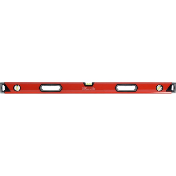 POZIOMNICA ALUMINIOWA 1000 MM, 3 LIBELLE, DWA UCHWYTY, DOKŁADNOŚĆ 0,5 MM/M YT-30073