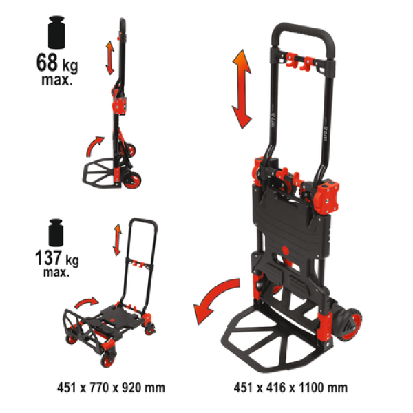 SKŁADANY WÓZEK MAGAZYNOWY 2W1 137KG YT-37412
