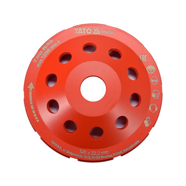 TARCZA SZLIFIERSKA DIAMENTOWA 125MM; GWINT M14 ; DO SZLIFOWANIA BETONU I JASTRYCHU YT-60322