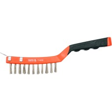 SZCZOTKA DRUCIANA, DRUT NIERDZEWNY, 4 RZĘDY, RĘKOJEŚĆ PLASTIKOWA YT-6339