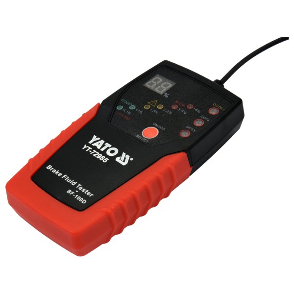 TESTER PŁYNU HAMULCOWEGO Z ELEKTRONICZNYM WYŚWIETLACZEM I ELASTYCZNĄ SONDĄ YT-72985