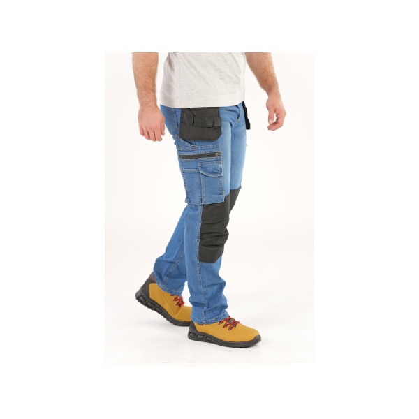 SPODNIE ROBOCZE MONTERSKIE STRETCH JEANS DARK BLUE ROZM. L/XL YT-79053
