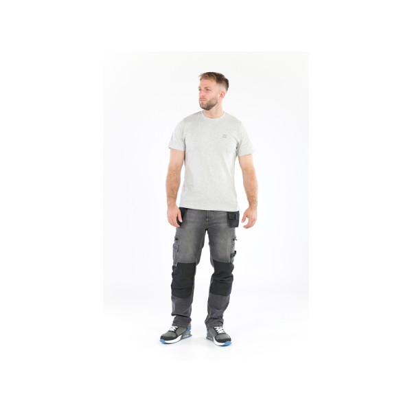 SPODNIE ROBOCZE MONTERSKIE STRETCH JEANS STEEL GREY ROZM. L/XL YT-79063