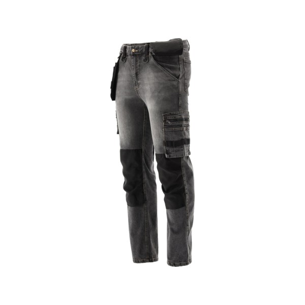 SPODNIE ROBOCZE MONTERSKIE STRETCH JEANS STEEL GREY ROZM. L/XL YT-79063