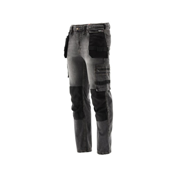 SPODNIE ROBOCZE MONTERSKIE STRETCH JEANS STEEL GREY ROZM. XL YT-79064