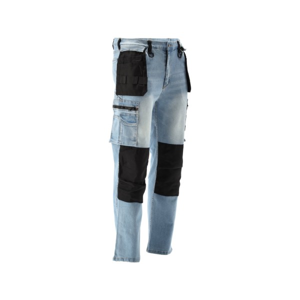 SPODNIE ROBOCZE MONTERSKIE STRETCH JEANS LIGHT BLUE ROZM. L YT-79072