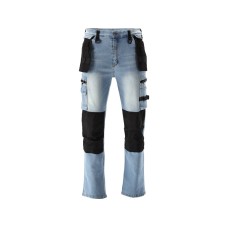 SPODNIE ROBOCZE MONTERSKIE STRETCH JEANS LIGHT BLUE ROZM. XL YT-79074