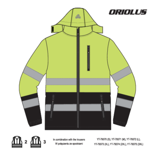 KURTKA SOFTSHELL OSTRZEGAWCZA ORIOLUS ROZM. M YT-79395