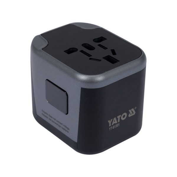 UNIWERSALNY ADAPTER PODRÓŻNY DO PONAD 150 KRAJÓW Z ŁADOWARKĄ 2 X USB 5V/2,4A YT-81301