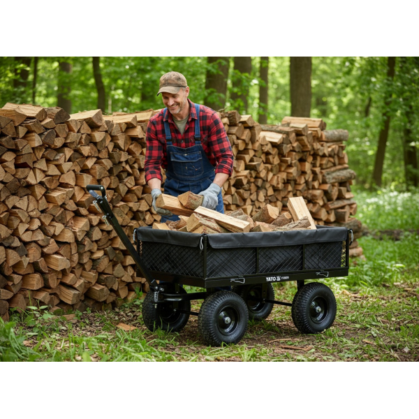 WÓZEK OGRODOWY XL 450KG Z POKROWCEM KOŁA 13