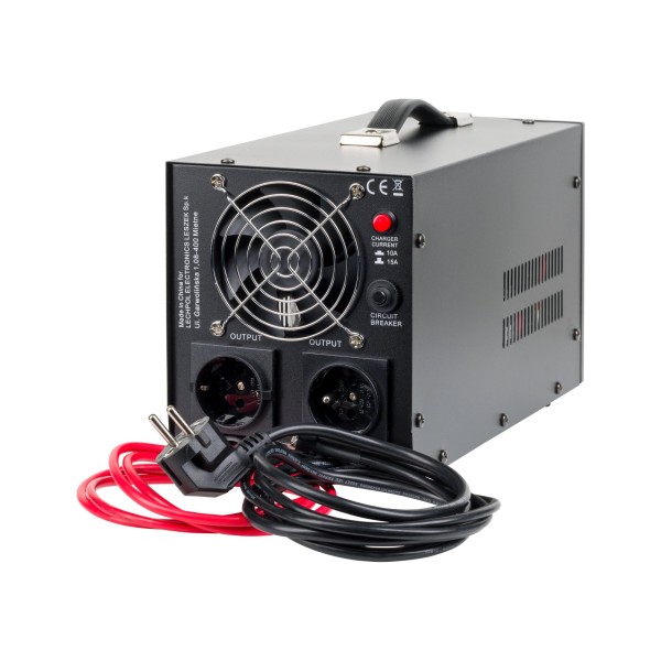 Zasilacz awaryjny KEMOT PROsinus-1500/24  przetwornica z czystym przebiegiem sinusoidalnym i funkcją ładowania  24V 230V 1500VA/1050W - kolor czarny