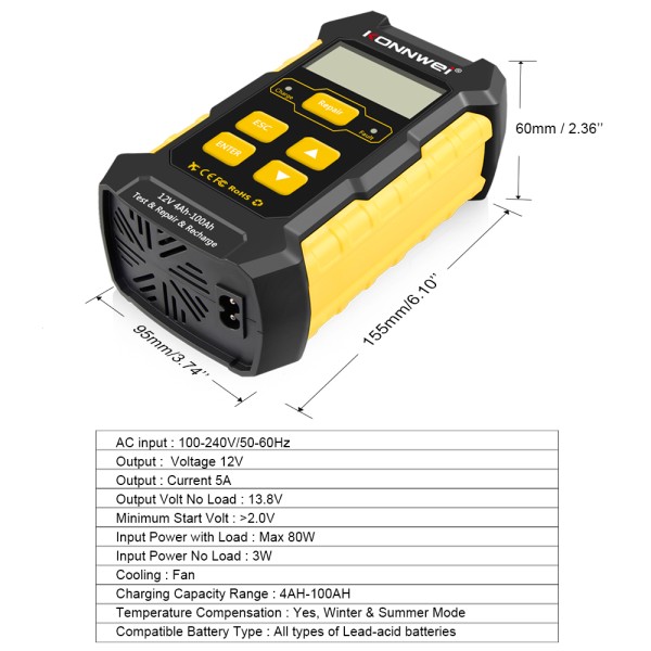 Miernik baterii Konnwei KW510