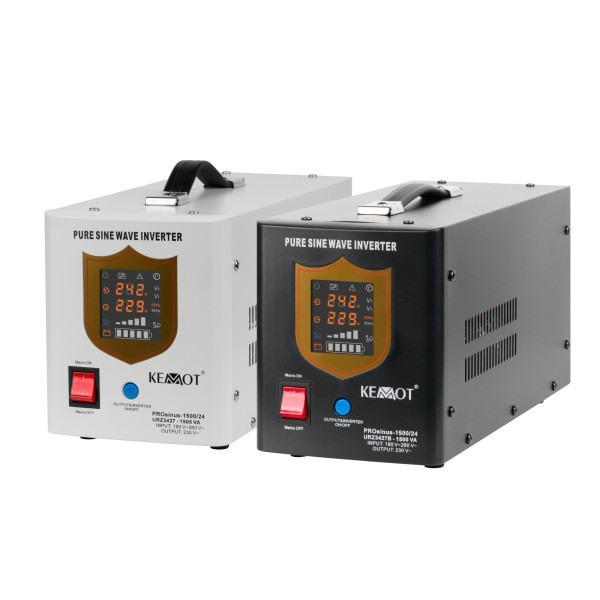 Zasilacz awaryjny KEMOT PROsinus-1500/24  przetwornica z czystym przebiegiem sinusoidalnym i funkcją ładowania  24V 230V 1500VA/1050W - kolor czarny