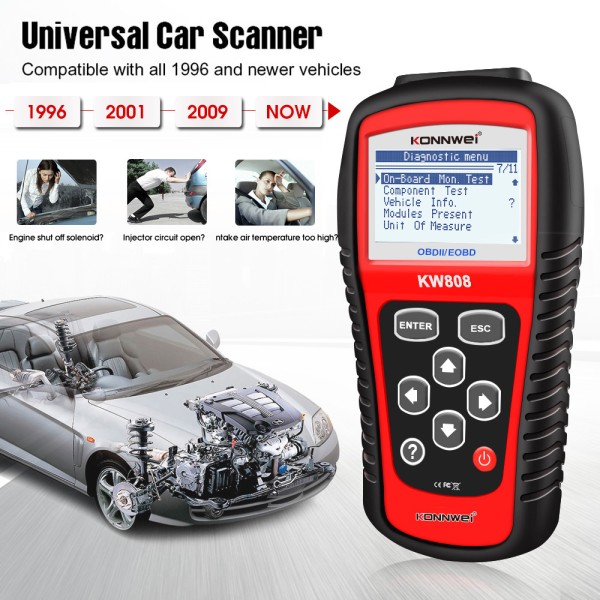 Miernik diagnostyczny, skaner OBD2  Konnwei KW808