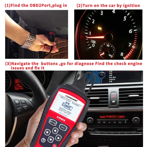 Miernik diagnostyczny, skaner OBD2  Konnwei KW808