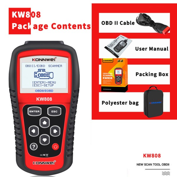Miernik diagnostyczny, skaner OBD2  Konnwei KW808