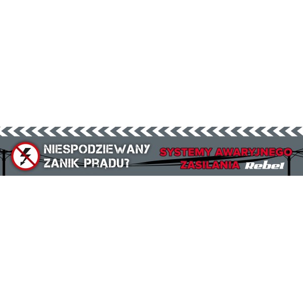 Zasilacz Awaryjny Naścienny Rebel POWER-500 - przetwornica z czystym przebiegiem sinusoidalnym i funkcją ładowania  12V 230V 500VA/300W