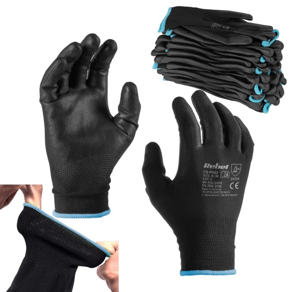Rękawice robocze poliuretanowe CS-P002  r.9 L (12kpl.)