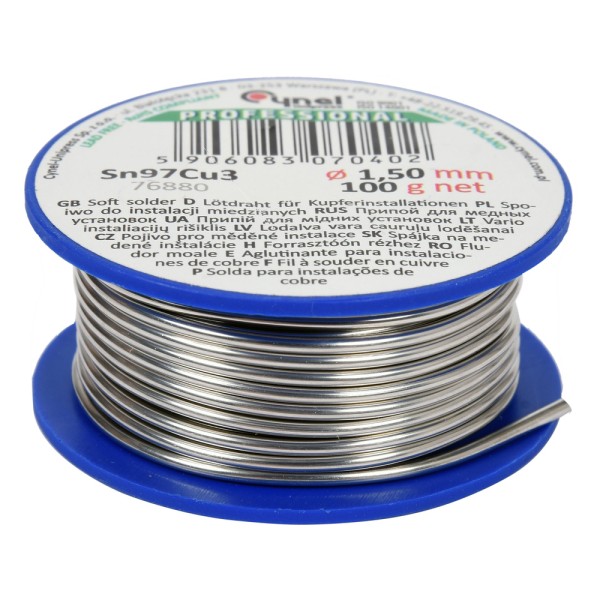 SPOIWO, DRUT LUTOWNICZY DO INSTALACJI MIEDZIANYCH NA SZPULI 1,5MM, 100G, SN97CU3 76880