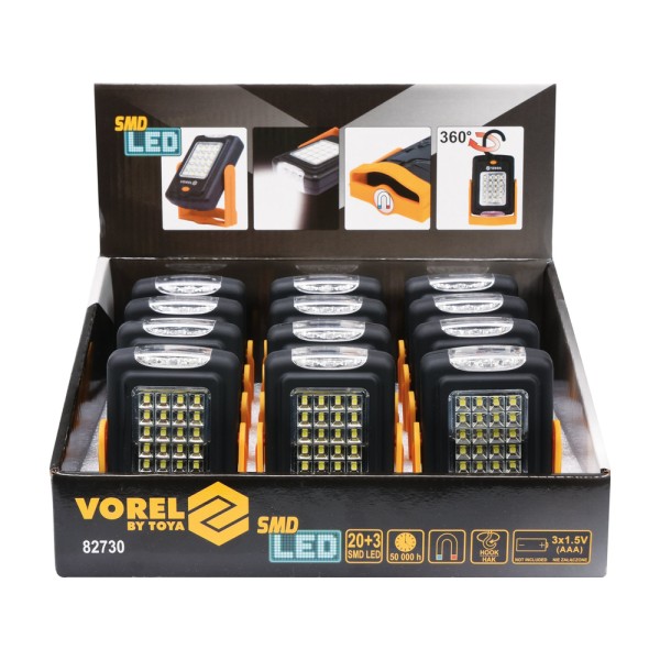 LAMPA RĘCZNA OBROTOWA 20+3 LED 82730