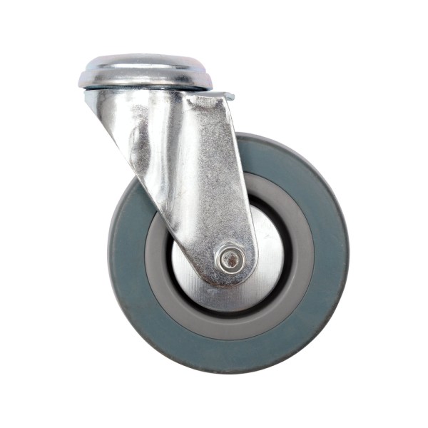 KÓŁKO SKRĘTNE 125MM Z SZARĄ GUMĄ I OTWOREM MOCUJĄCYM 87374