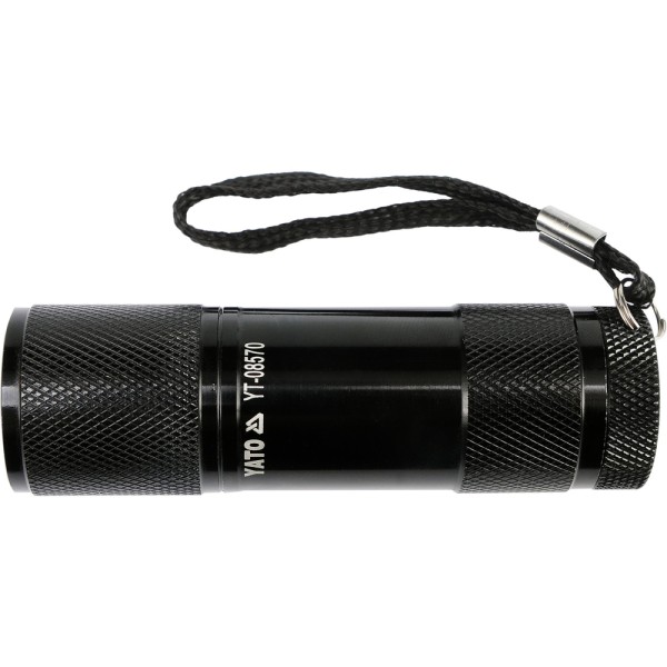 LATARKA ALUMINIOWA, 9 LED, CZARNA YT-08570