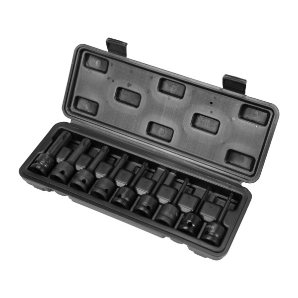 ZESTAW 9 SZT UDAROWYCH KLUCZY TRZPIENIOWYCH TORX 1/2