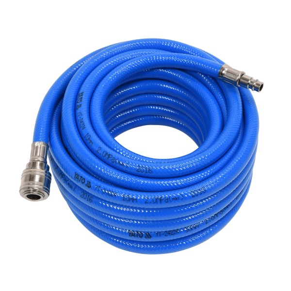 WĄŻ PNEUMATYCZNY ZBROJONY PVC 10MM X10M Z SZYBKOZŁĄCZAMI YT-24224