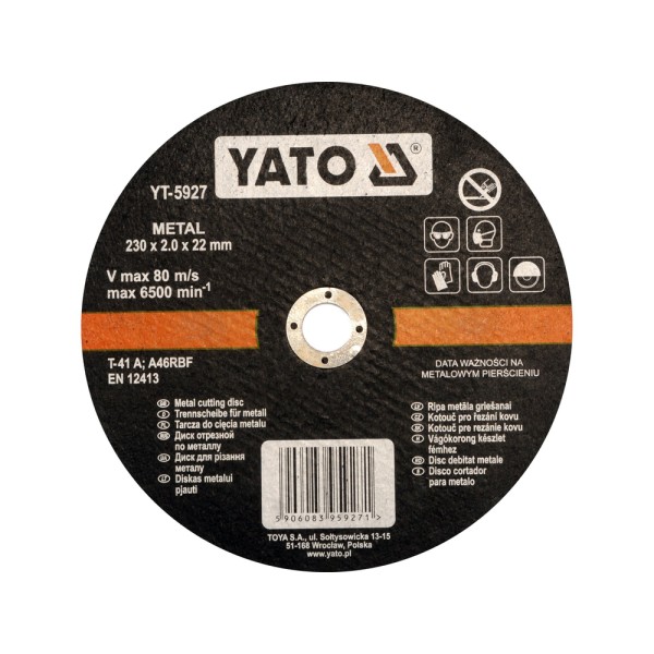 TARCZA DO CIĘCIA METALU 230X2,0X22 MM YT-5927