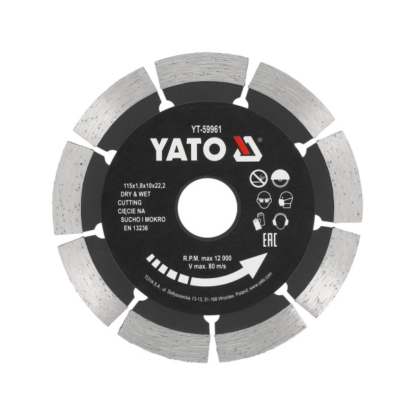 TARCZA DIAMENTOWA 115MM SEGMENTOWA DO BETONU Z WYSOKIM SEGMENTEM YT-59961