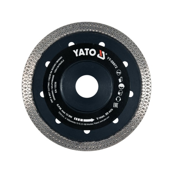 TARCZA 125MM DO CIĘCIA I SZLIFOWANIA CERAMIKI ORAZ GRESU BEZ USZCZERBIEŃ YT-59972