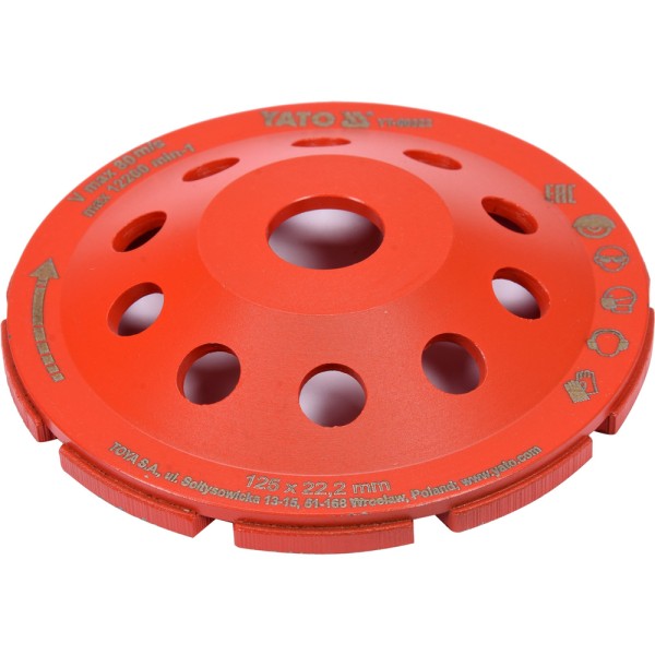 TARCZA SZLIFIERSKA DIAMENTOWA 125MM; GWINT M14 ; DO SZLIFOWANIA BETONU I JASTRYCHU YT-60322