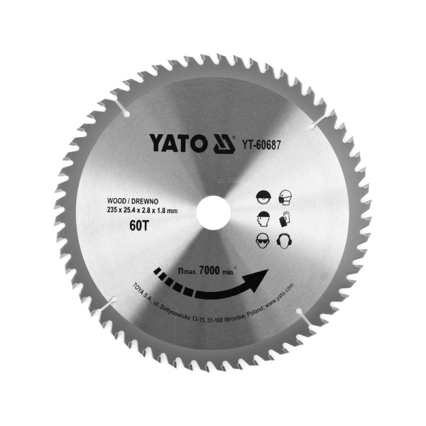 TARCZA WIDIOWA DO DREWNA 235X60TX25,4MM
DLA YT-82153 YT-60687