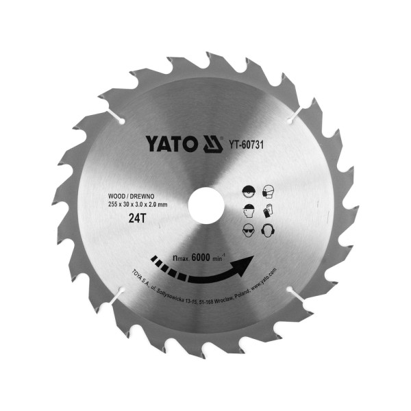 TARCZA WIDIOWA DO DREWNA 255X24TX30MM DLA YT-82171;YT-82173;YT-82165 YT-60731