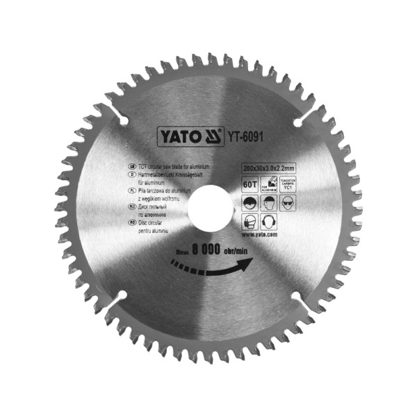 TARCZA WIDIOWA TARCZOWA DO ALUMINIUM 200X60TX30MM YT-6091