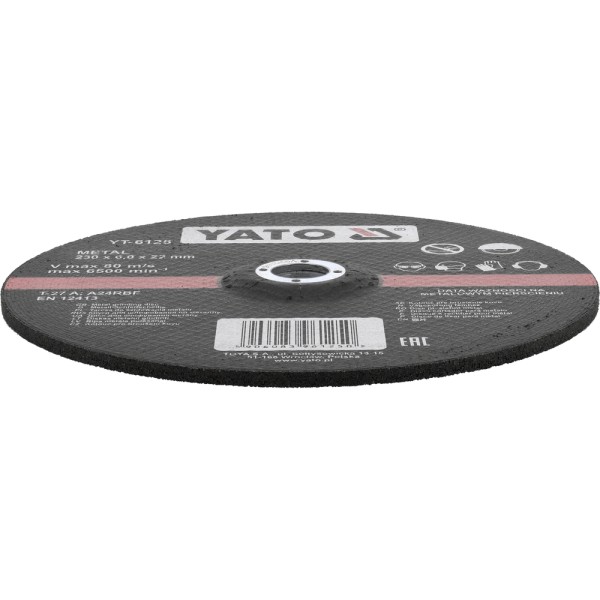 TARCZA DO SZLIFOWANIA METALU 230X6,0X22 MM YT-6125