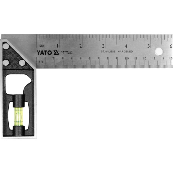 KĄTOWNIK ŚLUSARSKI NIERDZEWNY 150 MM Z LIBELLĄ YT-70843