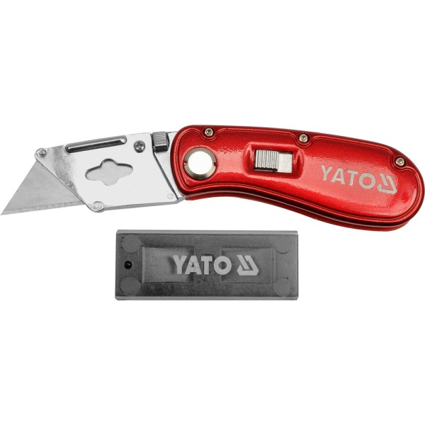 NOŻYK Z OSTRZEM TRAPEZOWYM + OSTRZA ZAPASOWE 61X33 MM YT-7534