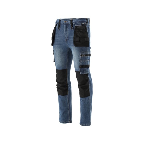 SPODNIE ROBOCZE MONTERSKIE STRETCH JEANS DARK BLUE ROZM. L/XL YT-79053