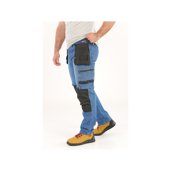 SPODNIE ROBOCZE MONTERSKIE STRETCH JEANS DARK BLUE ROZM. 2XL YT-79055