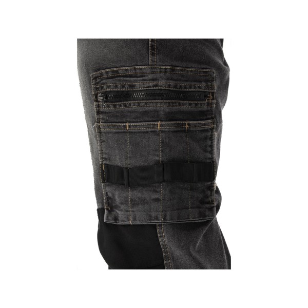 SPODNIE ROBOCZE MONTERSKIE STRETCH JEANS STEEL GREY ROZM. XL YT-79064