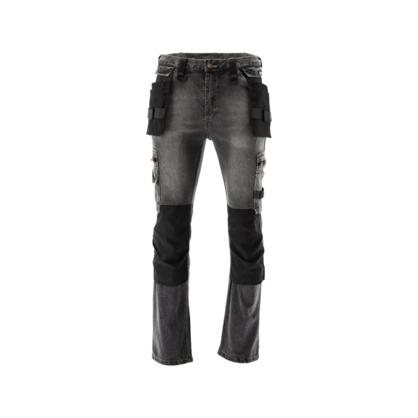 SPODNIE ROBOCZE MONTERSKIE STRETCH JEANS STEEL GREY ROZM. XL YT-79064