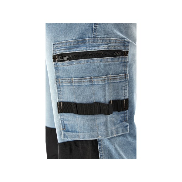 SPODNIE ROBOCZE MONTERSKIE STRETCH JEANS LIGHT BLUE ROZM. XL YT-79074