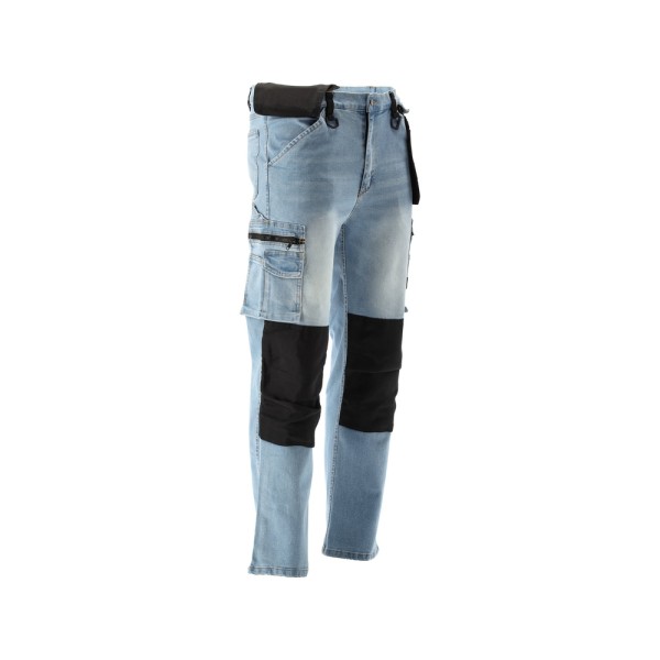 SPODNIE ROBOCZE MONTERSKIE STRETCH JEANS LIGHT BLUE ROZM. XL YT-79074