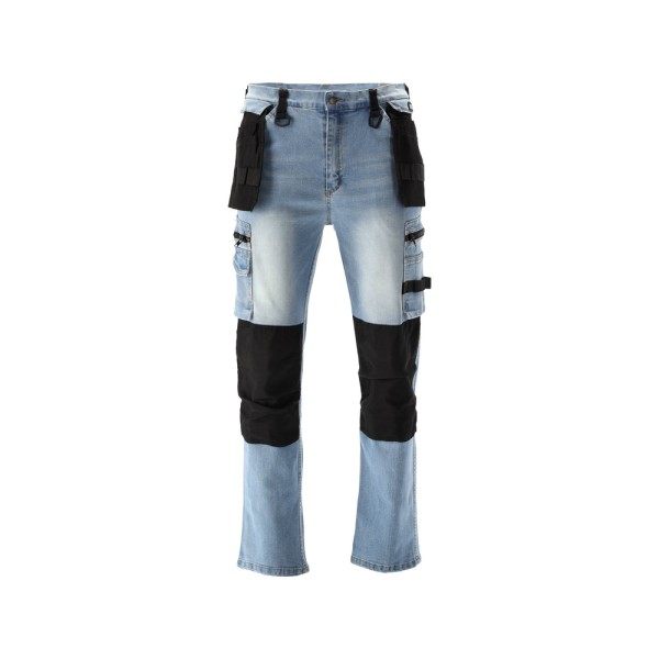 SPODNIE ROBOCZE MONTERSKIE STRETCH JEANS LIGHT BLUE ROZM. XL YT-79074