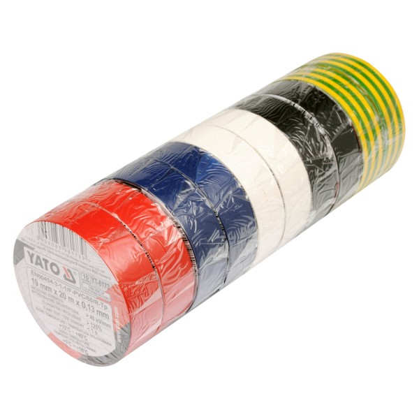 TAŚMY IZOLACYJNE 19MMX20MX0,13MM, MIX KOLORÓW, ZESTAW 10 SZT. YT-8173